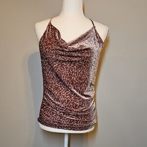 New York & Company Leopard Print Swoop Neck Women's Top Animal Print Cami Tank